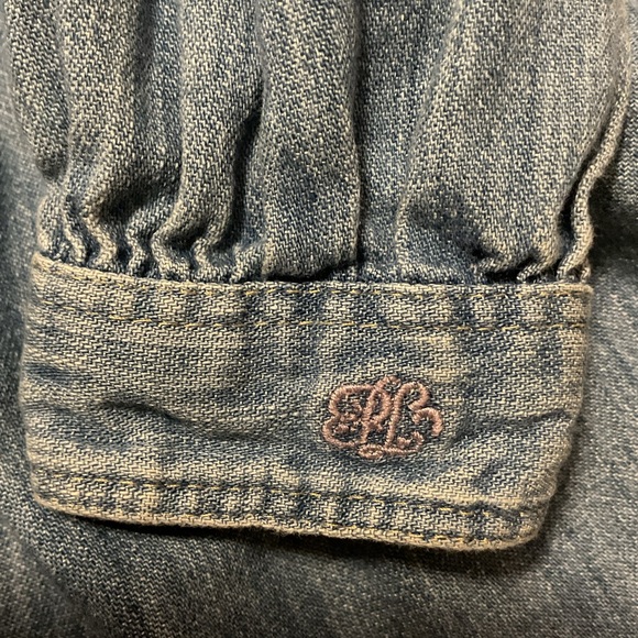 Ralph Lauren Baby Girl Chambray Denim Pintuck Shirt Long Sleeve - Picture 6 of 9